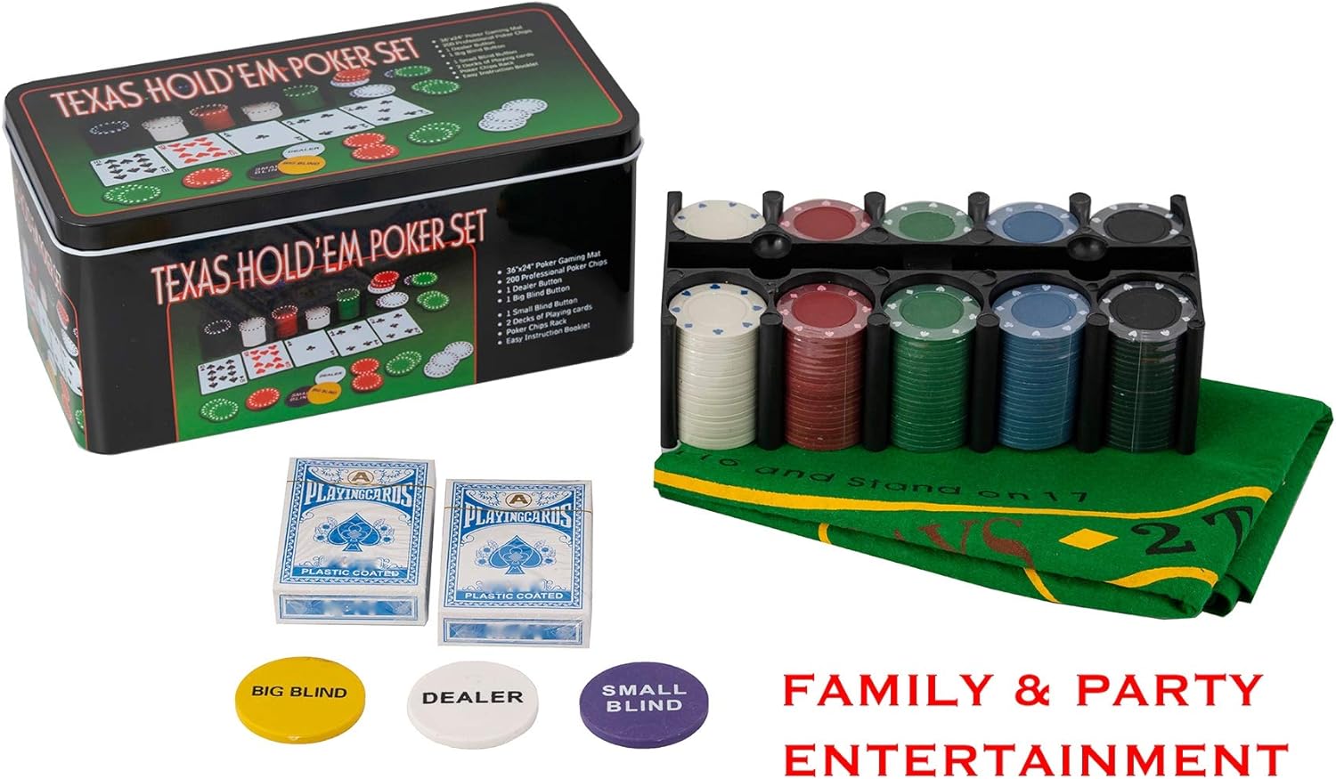 ADEPTNA Professional Casino Style 200 Piece Texas Hold'em Poker Game Play Set