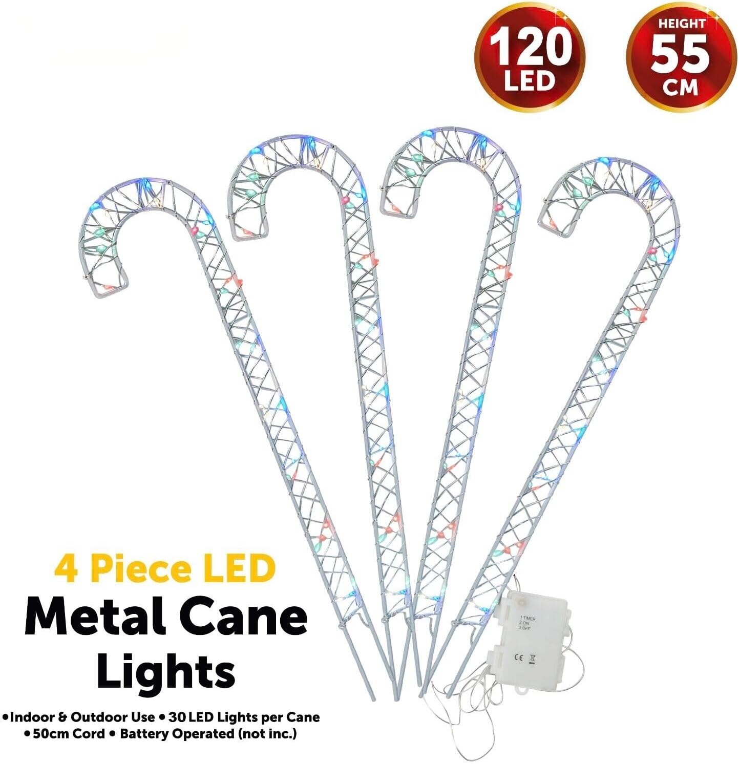 ADEPTNA 4 Piece 120 LED Christmas Metal Candy