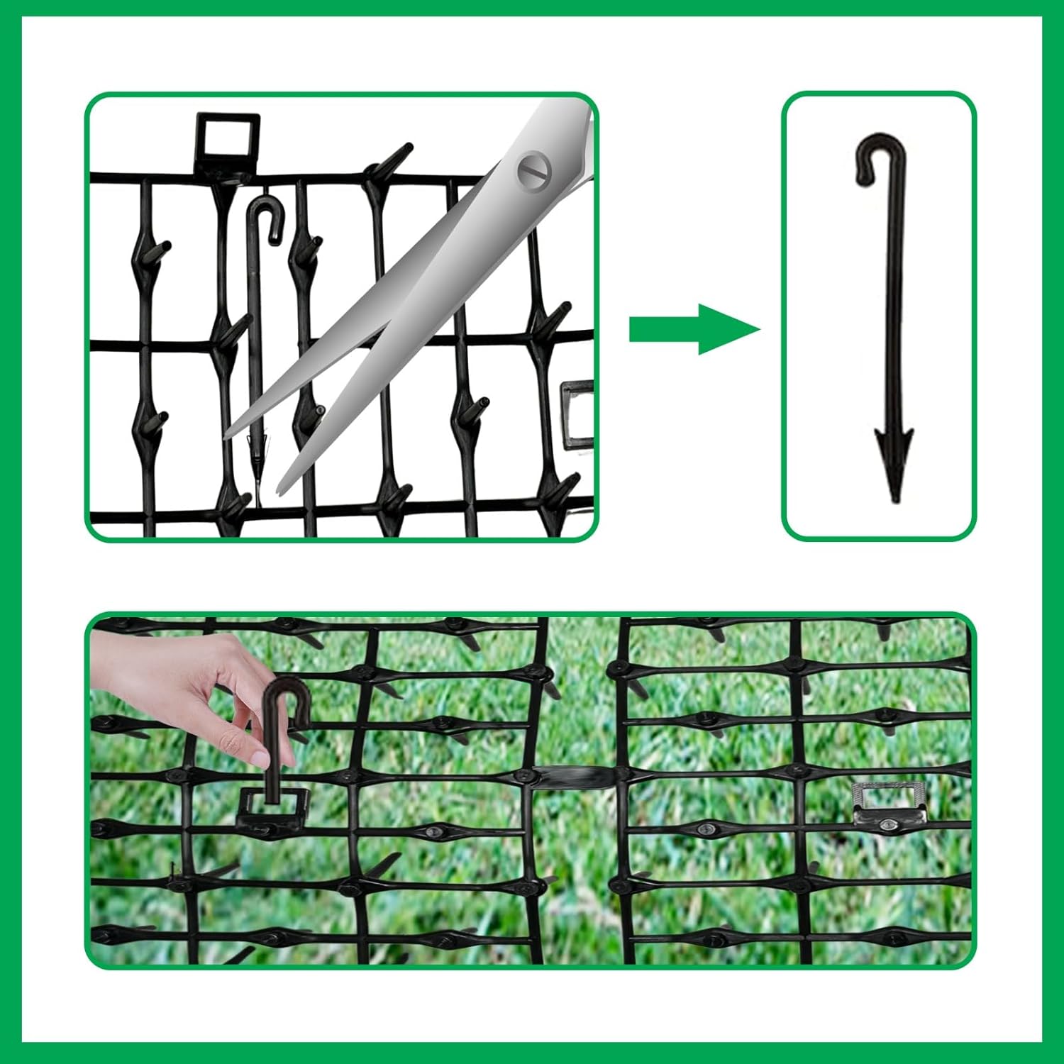 ADEPTNA Prickle Strip Dig Stopper with u pegs Animals from Entering the Garden and Destroying Plants Cat Repellent Mat Flat Prickle Strip