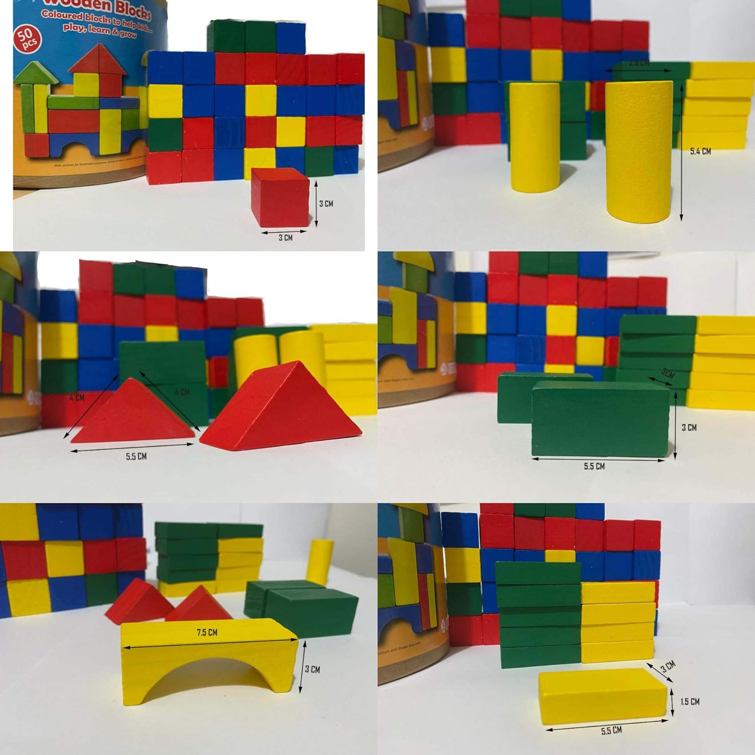 CONSTRUCTION WOODEN COLOURFUL BUILDING BLOCKS  FOR CHILDREN KIDS