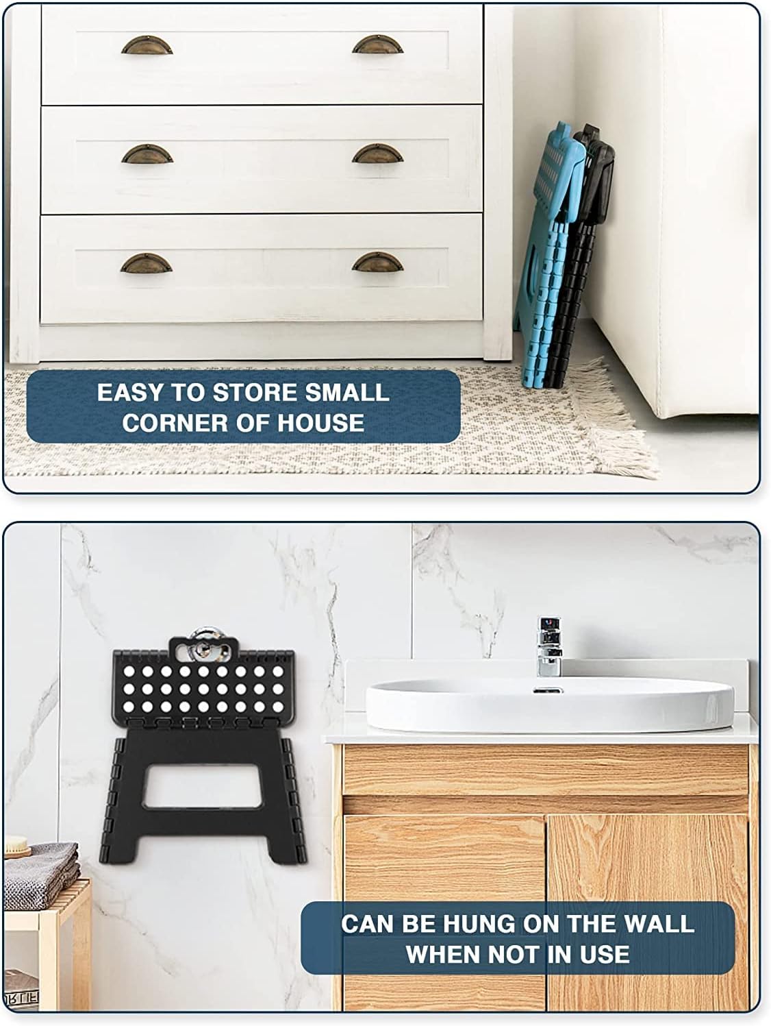 HOUSE DAY 9 inch Folding Step Stool Lightweight Foldable Stool Plastic Stool