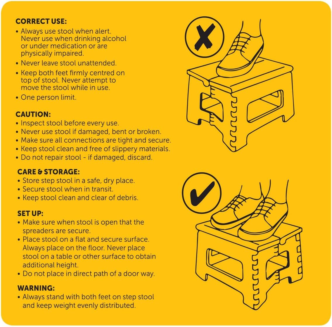 Strong Plastic Folding Step Stool - Premium Compact and Lightweight Anti Slip Foldable Stool with Handles for Kids and Adults (15” LARGE STOOL)