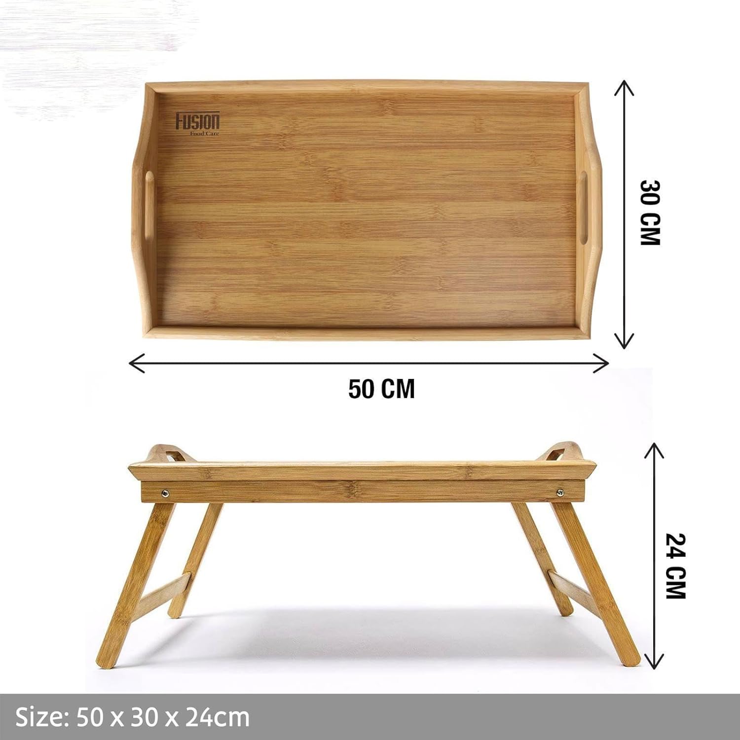 ADEPTNA Real Bamboo Wooden Folding Breakfast Tray with Folding Legs Breakfast lunch dinner Serving Lap Tray Table Mate (NATURAL)