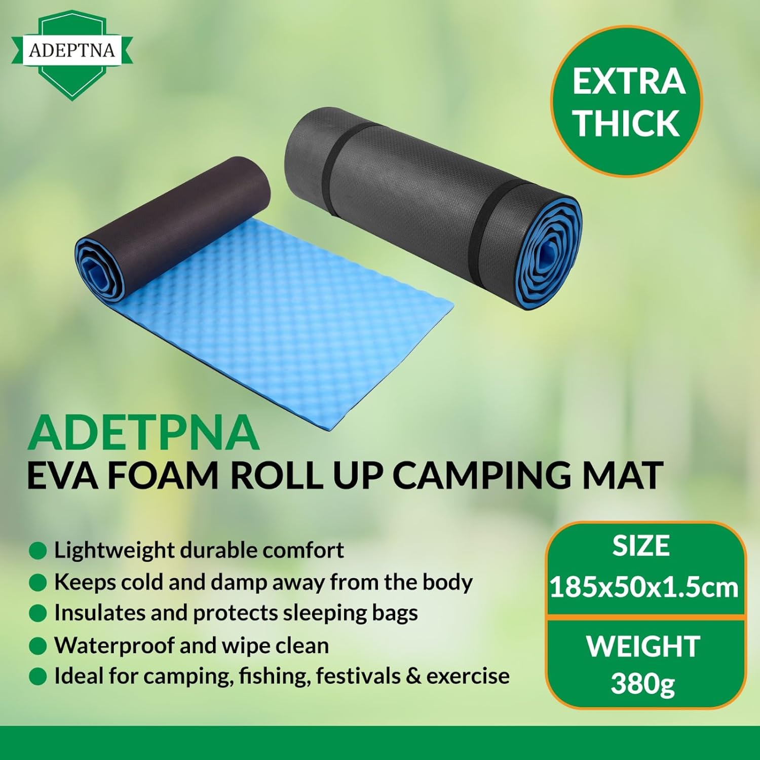ADEPTNA Durable EVA Foam Roll-Up Mat - Lightweight & Waterproof