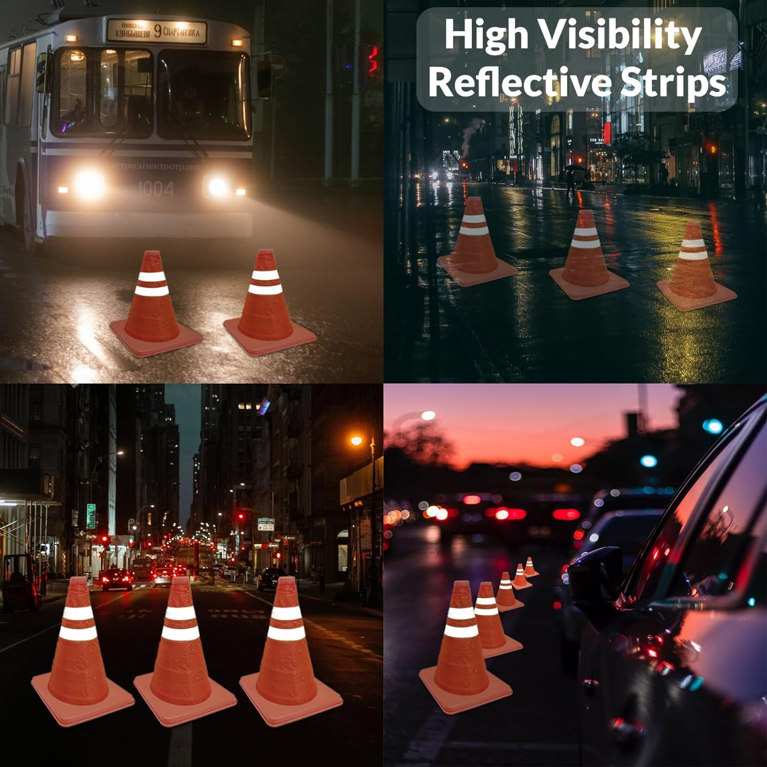 Pack of 2 Pop Up Safety Cone 18 inch High Visibility Emergency Accident Road