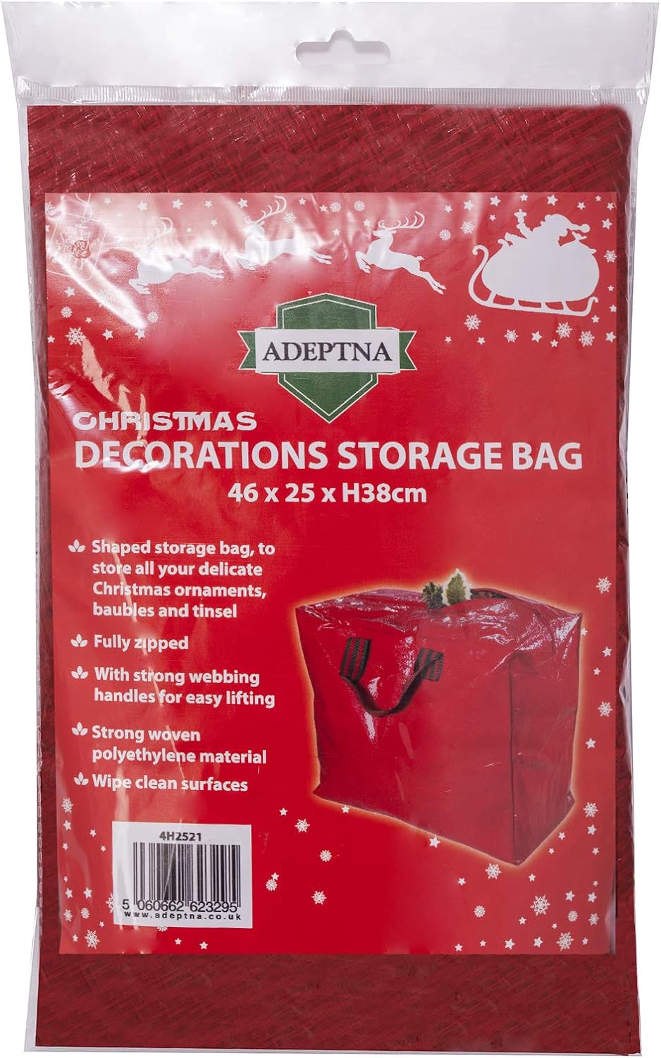 ADEPTNA Set of 2 Premium Christmas Decorations Storage Bags Red