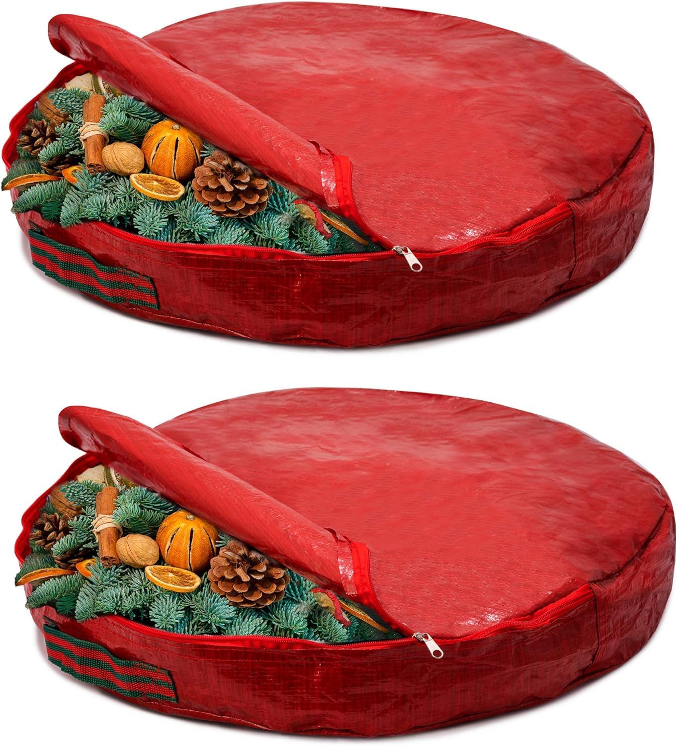 ADEPTNA Set of 2 Premium Christmas Wreath Storage Decoration Storage Bags Red