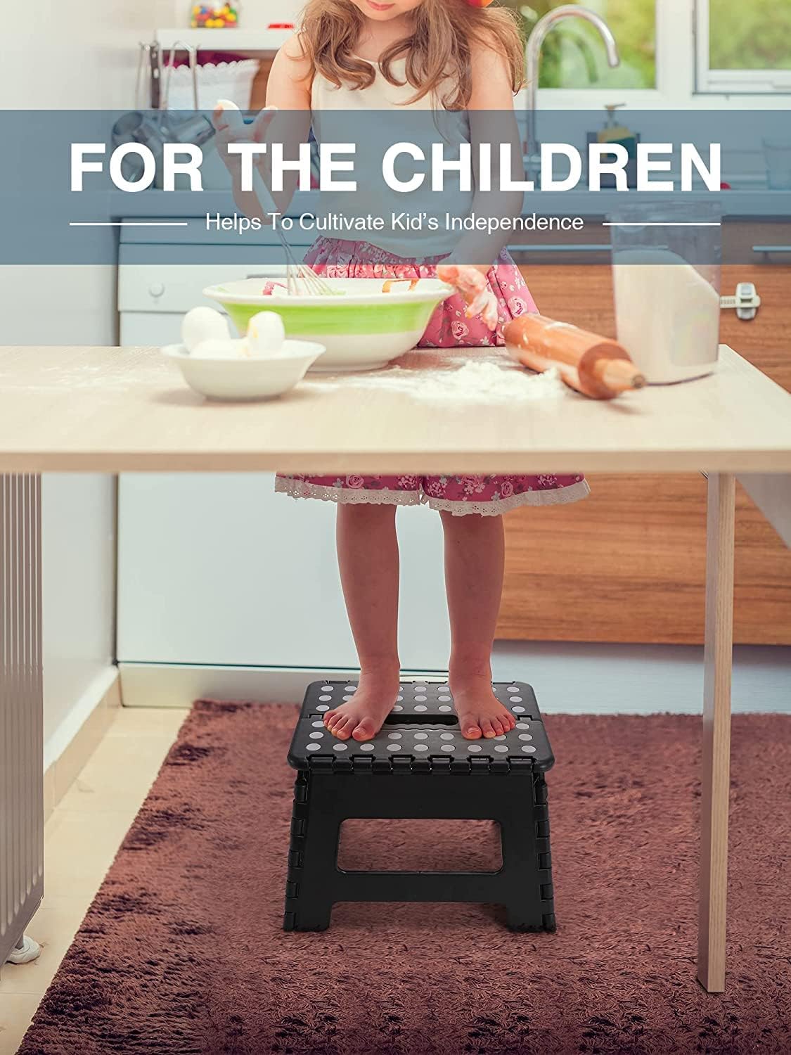 HOUSE DAY 9 inch Folding Step Stool Lightweight Foldable Stool Plastic Stool