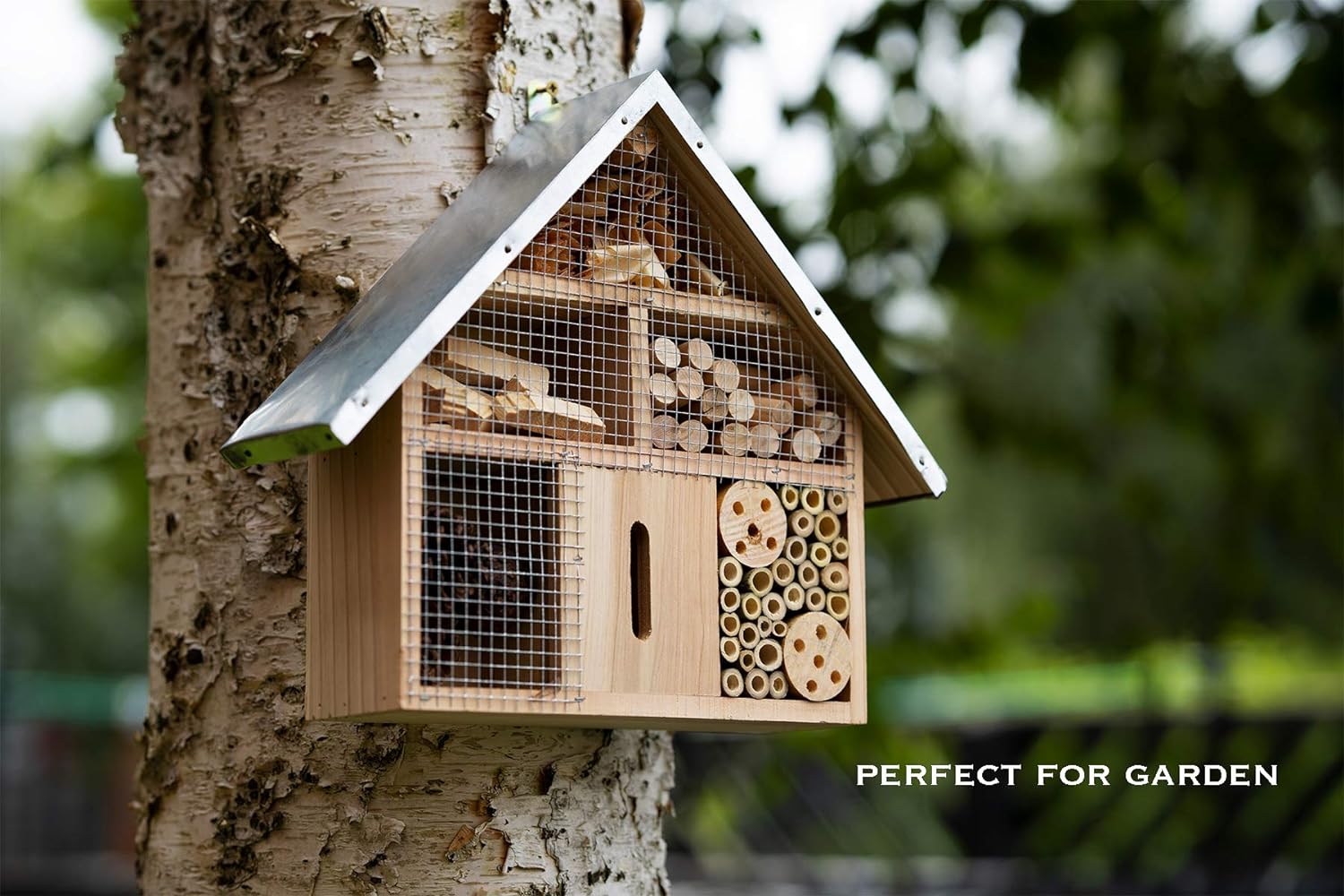 ADEPTNA Wooden Garden Insect Hotel for all Creatures Great and Small - Nest Home for Bees Beetles Ants Ladybirds and all Sorts of Insects (LARGE INSECT HOTEL)