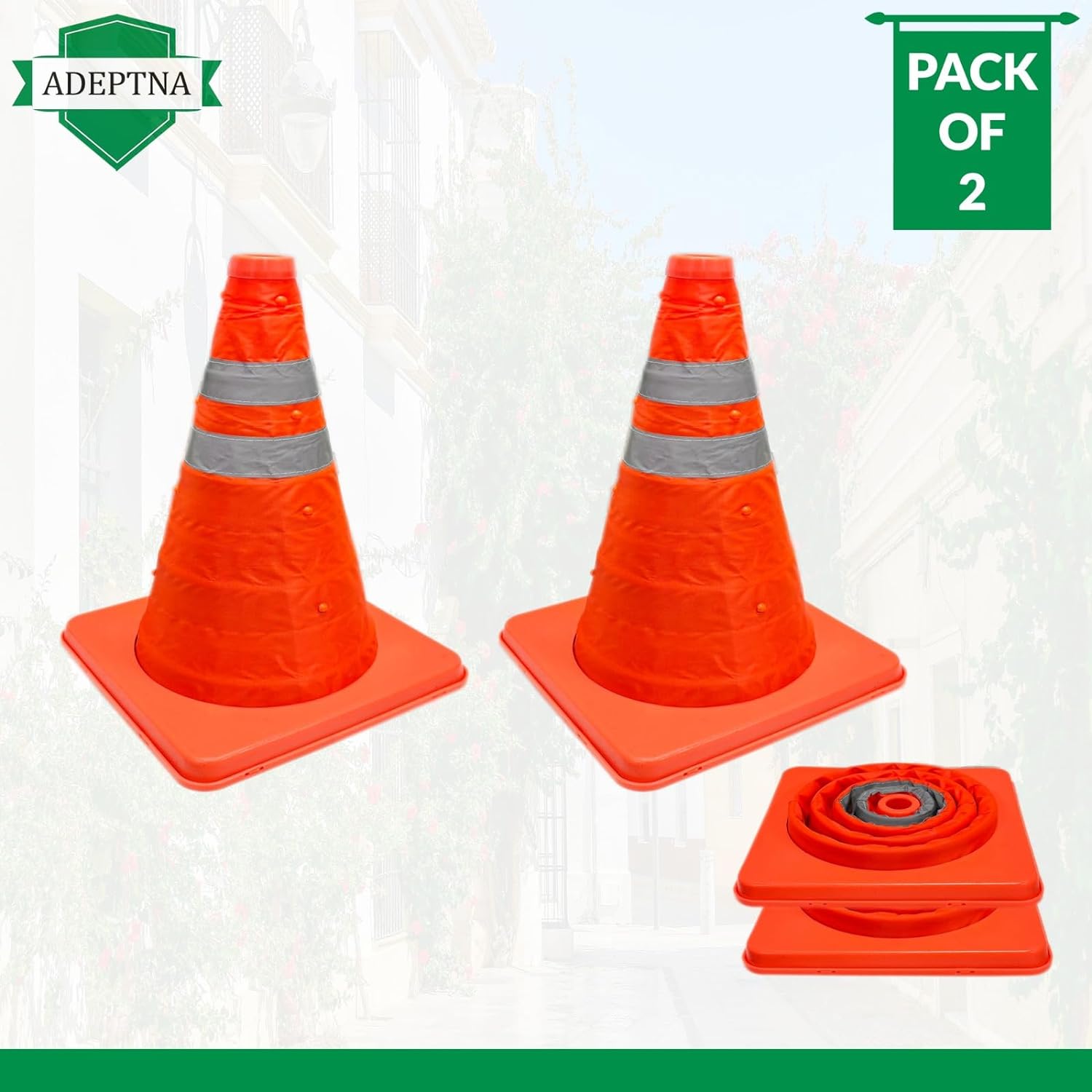Pack of 2 Pop Up Safety Cone 18 inch High Visibility Emergency Accident Road