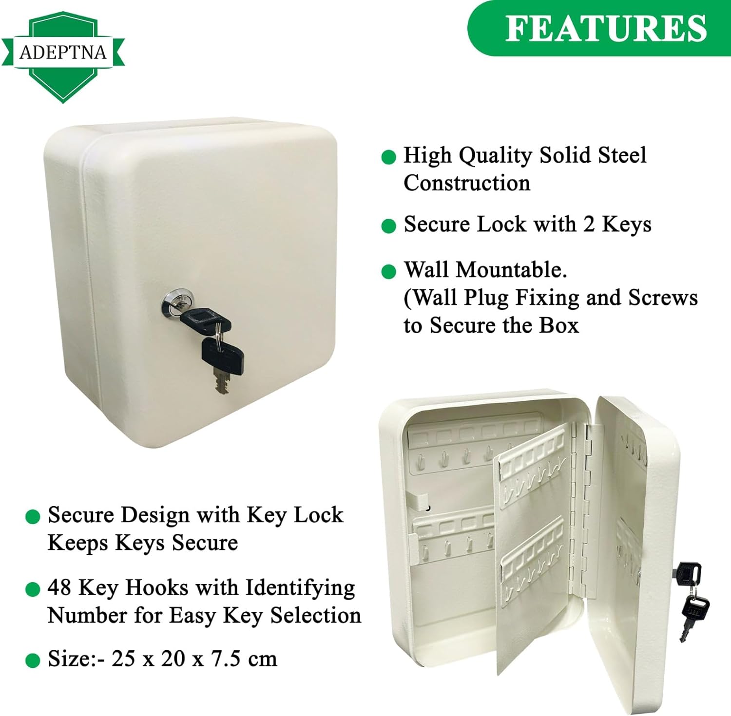 ADEPTNA Wall Mount Key Cabinet Key Lock Box