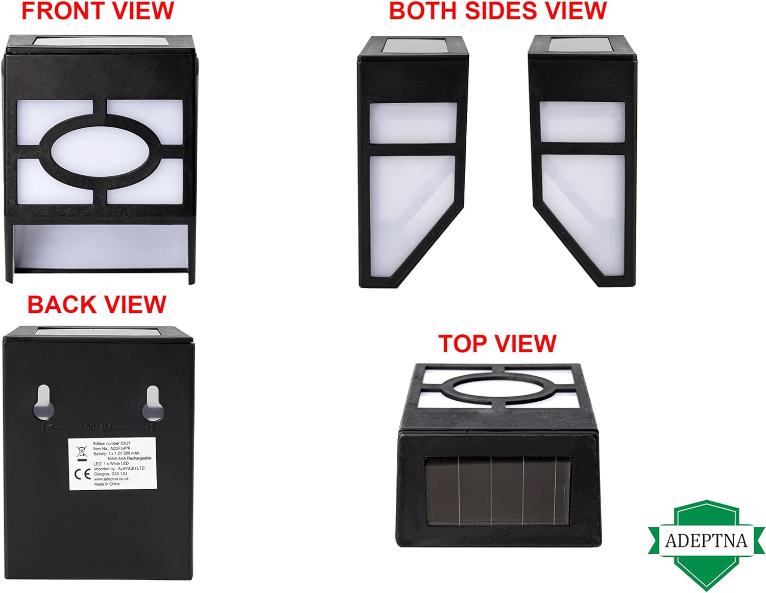 4 Pack Solar Fence Lights LED