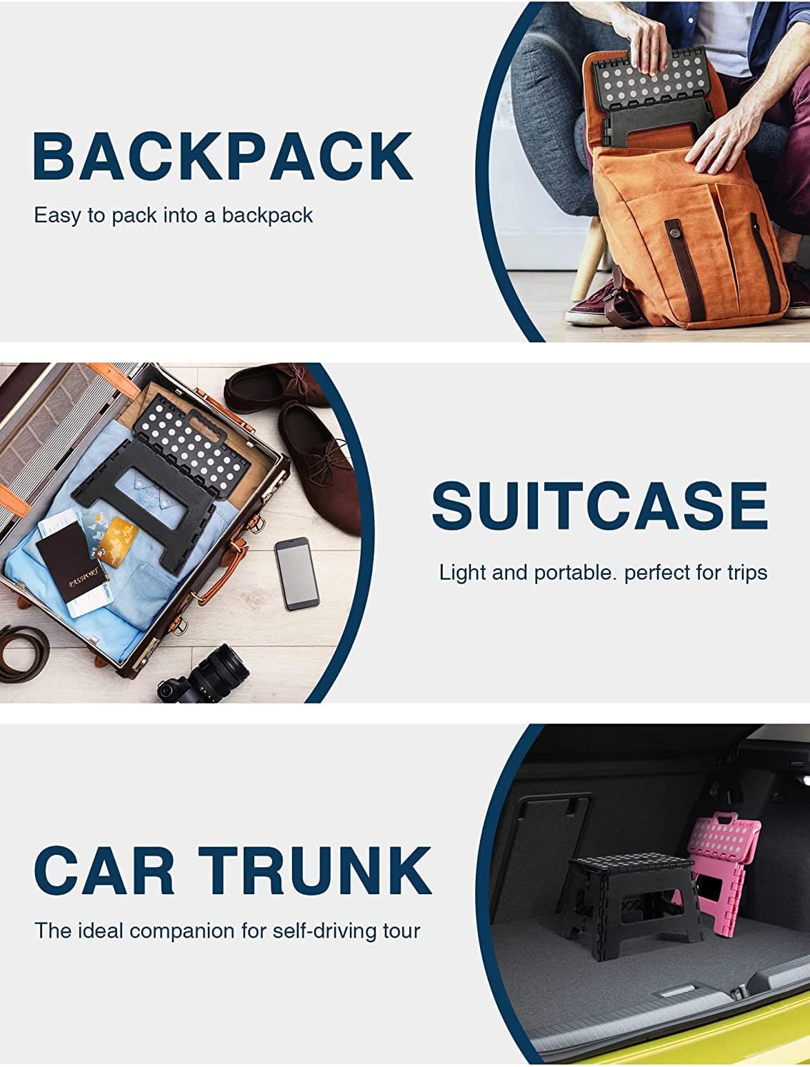 HOUSE DAY 9 inch Folding Step Stool Lightweight Foldable Stool Plastic Stool