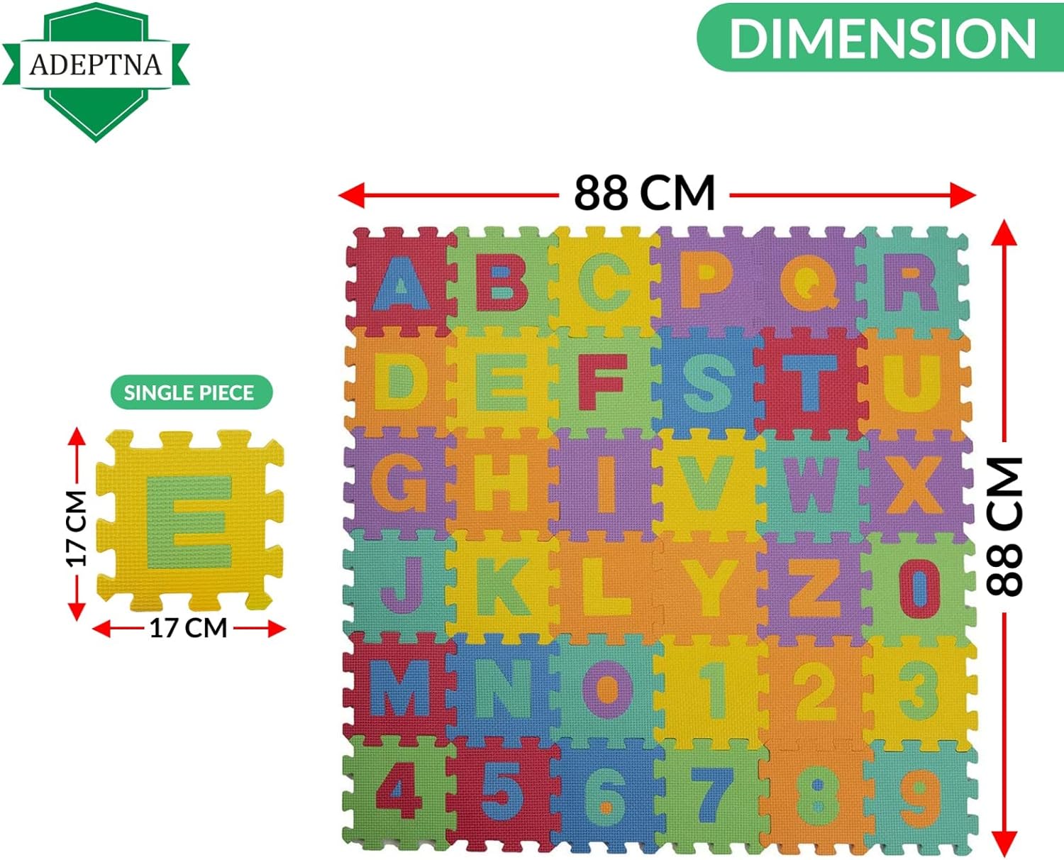 MULTI-COLOURED SOFT EVA FOAM JIGSAW PLAY MAT  36 PCS