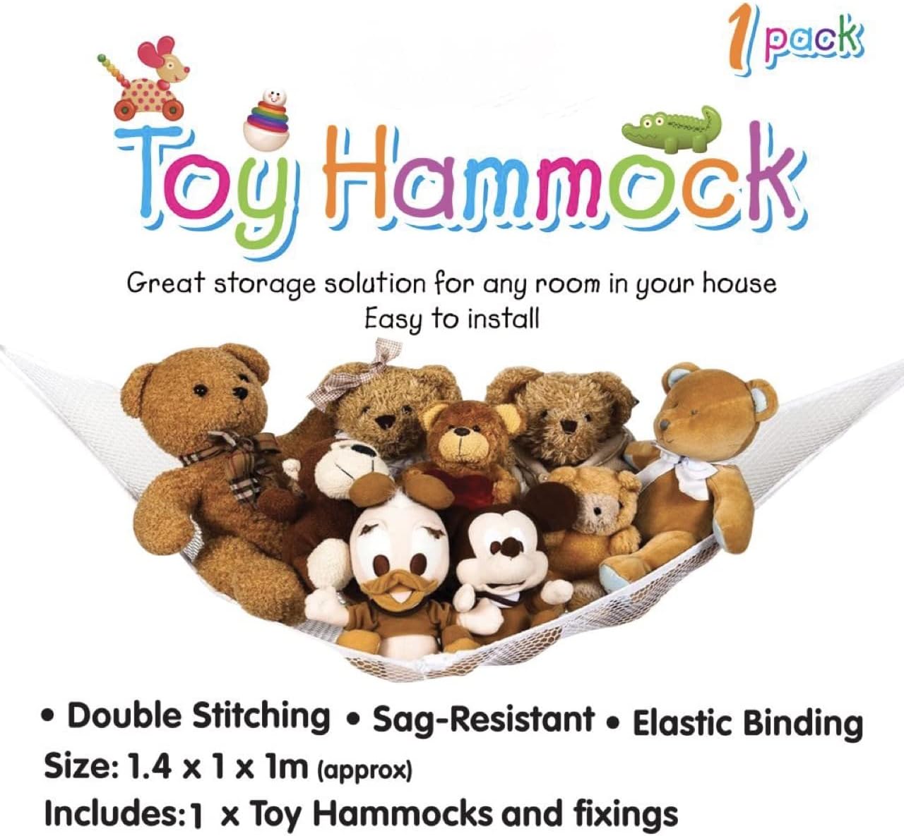 Toy Hammock for Soft Toy Teddy Keep Baby Children's Bedroom Tidy Mesh Storage –