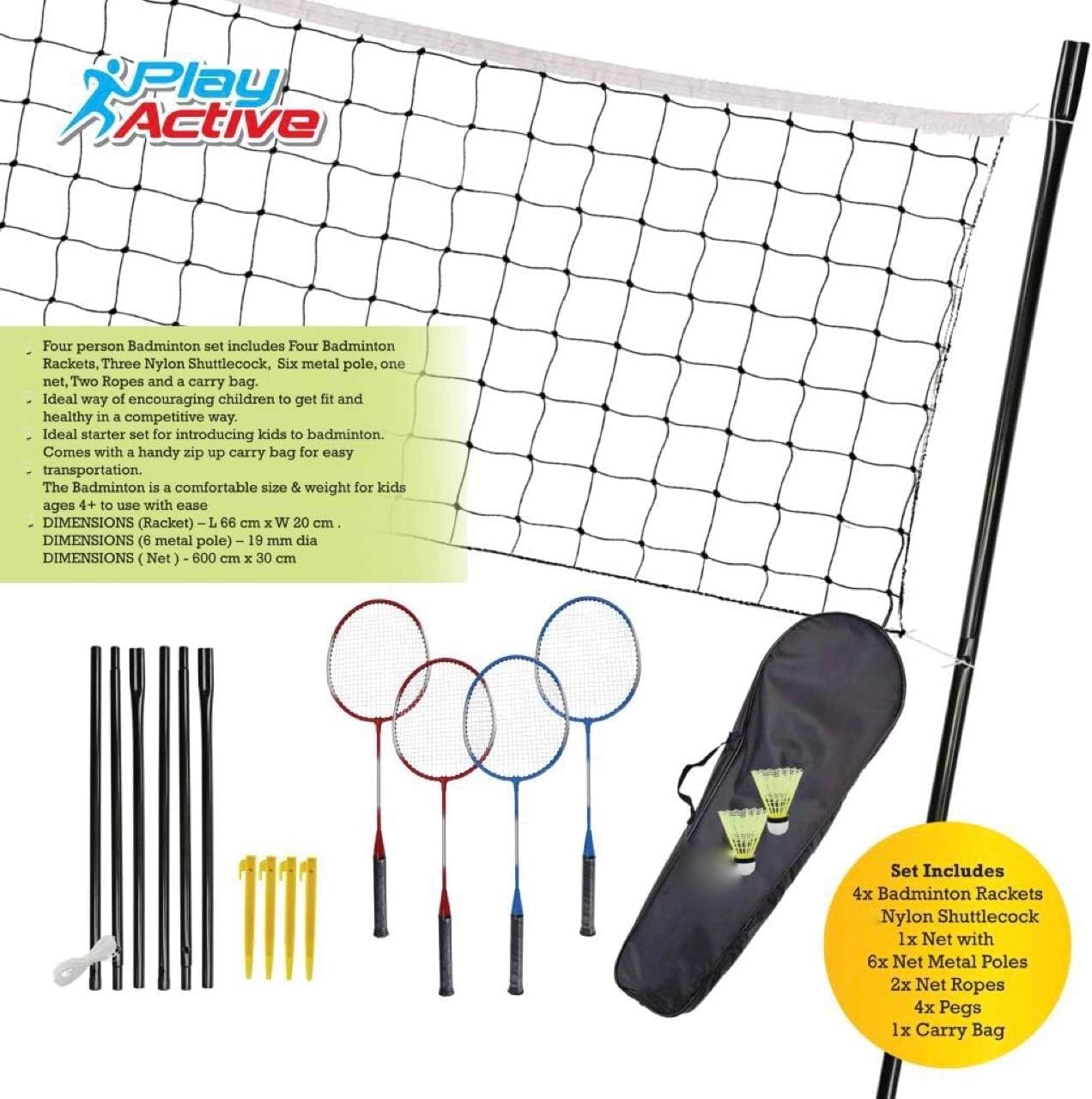 4 Player Complete Badminton Racket Set With Shuttlecock Size Metal Pole