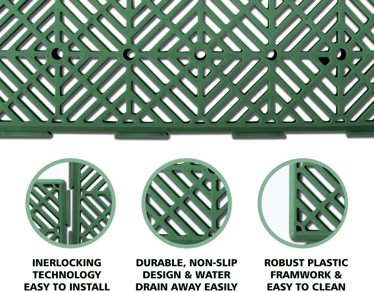 Interlocking Easy Click Plastic Garden Deck Tiles Nonslip Path Floor Lawn Paving Patio
