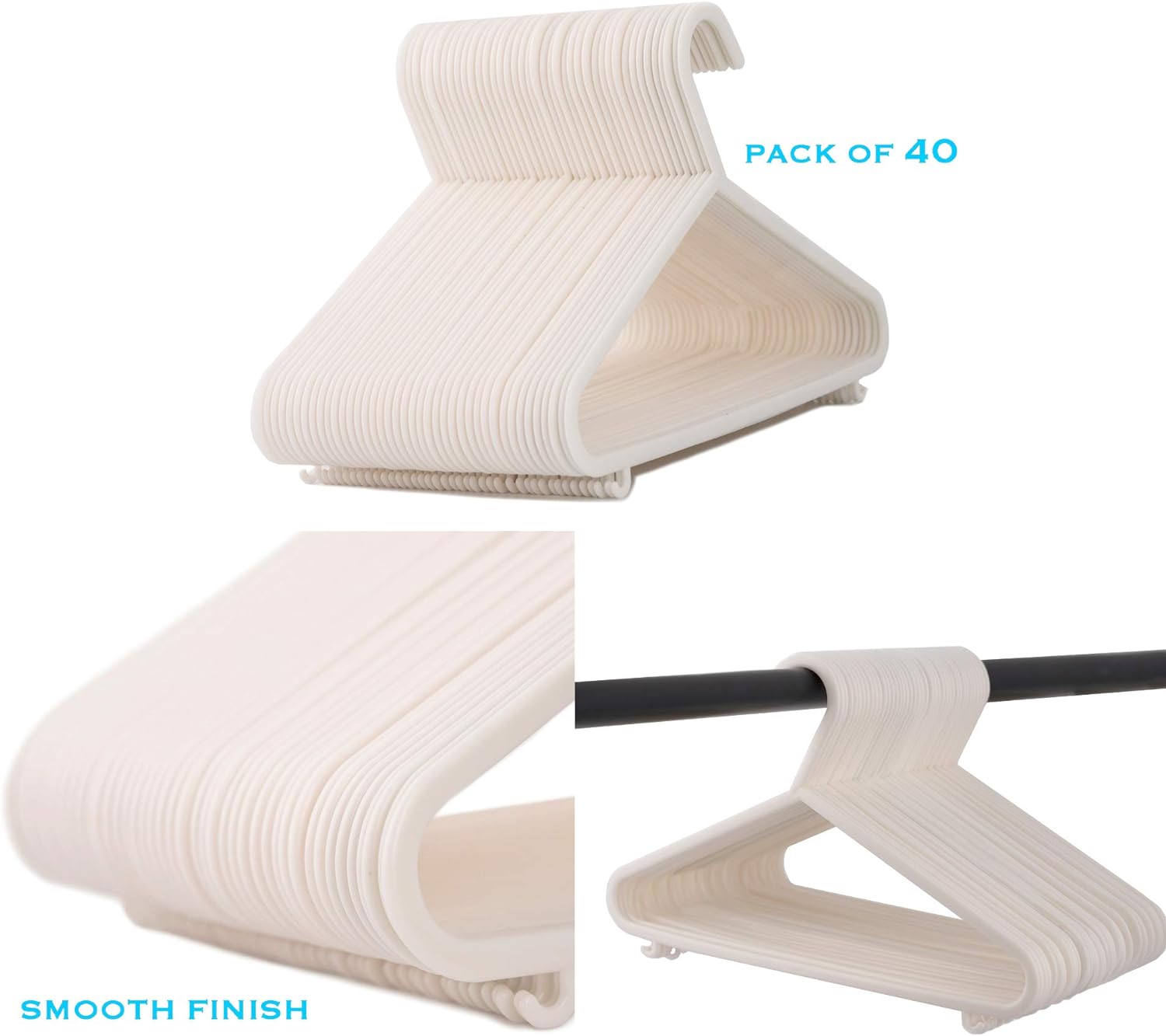 PACK OF 40 PLASTIC NURSERY HANGERS