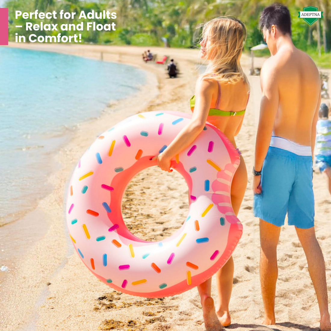 Inflatable Donut Pool Float Swimming Ring with Bite Design