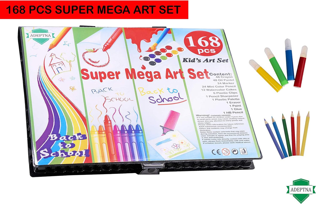 Jumbo Artist Set - Portable Colouring Set - Perfect Gift for Kids  168 PCS