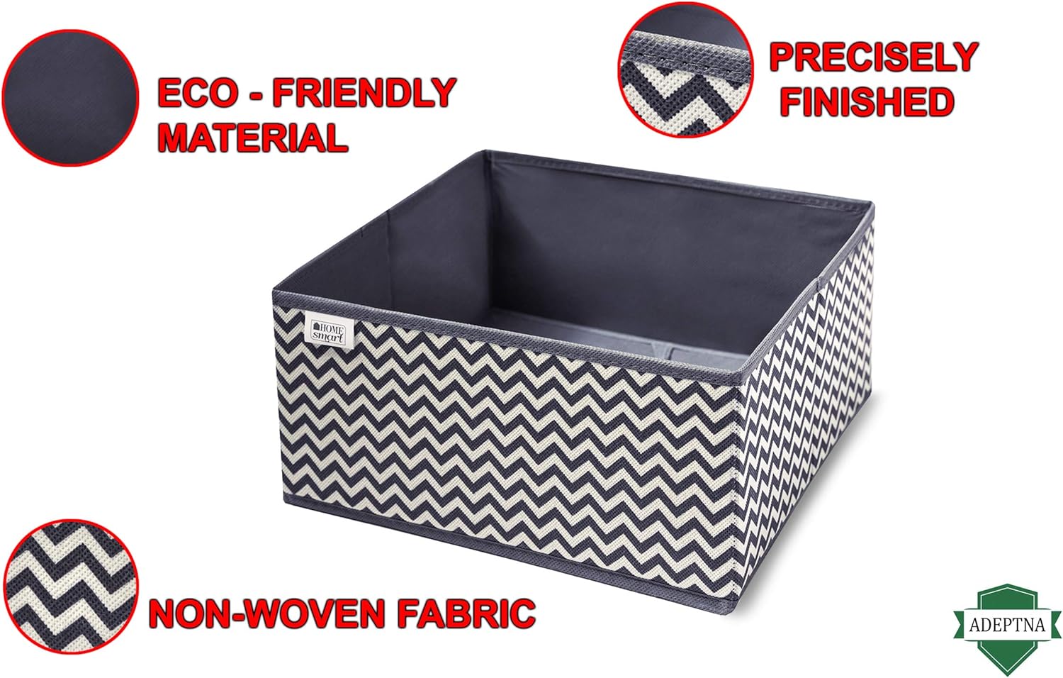 ADEPTNA STRONG SET OF 6 CANVAS STORAGE BASKETS BOXES -WARDROBE ORGANISER- DRAWER ORGANISER -SOCKS TIES- SMART STORAGE