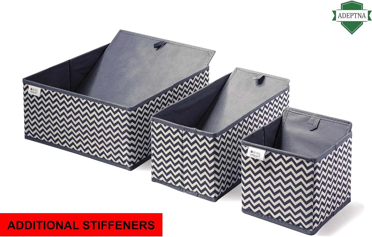 ADEPTNA STRONG SET OF 6 CANVAS STORAGE BASKETS BOXES -WARDROBE ORGANISER- DRAWER ORGANISER -SOCKS TIES- SMART STORAGE