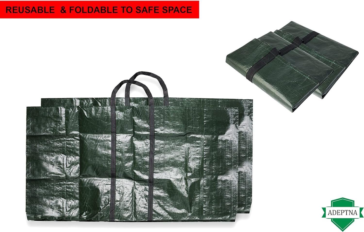 ADEPTNA Set of 2 Large Heavy Duty 150 Litre Garden Bags Waste Refuse Rubbish Grass Sack Waterproof Reusable