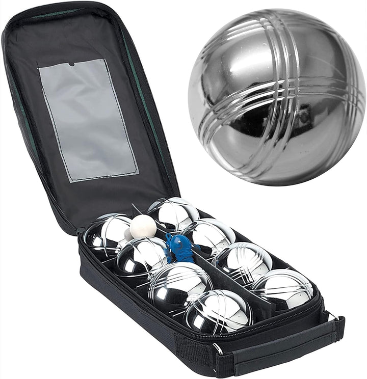 Premium Pack of 8 Chrome Plated French Boules Set with Carry Case -