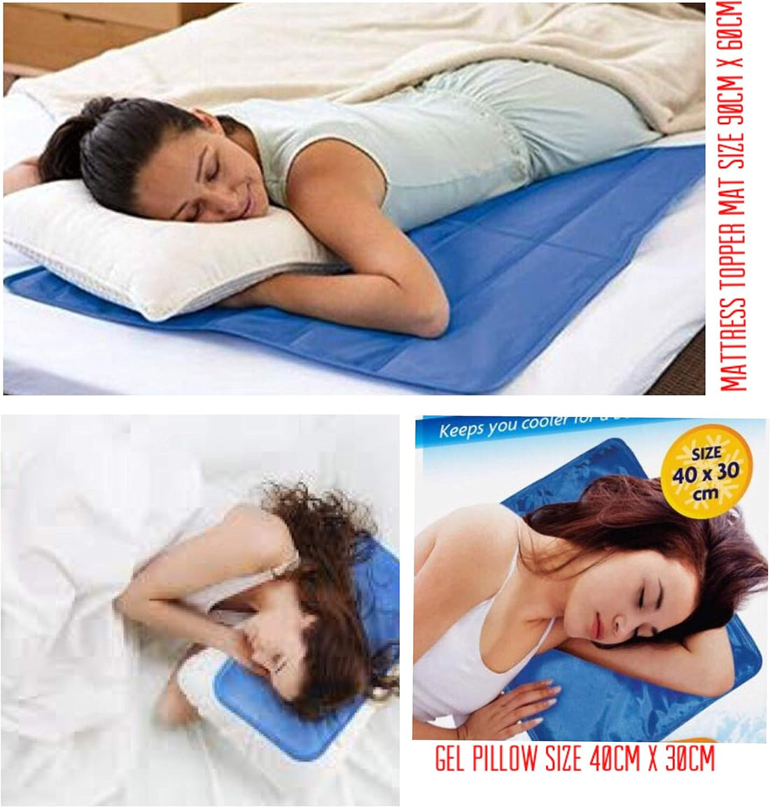 MAGIC MULTI FUNCTIONAL SELF COOLING GEL PAD MATTRESS TOPPER MAT WITH COOLING GEL PILLOW -