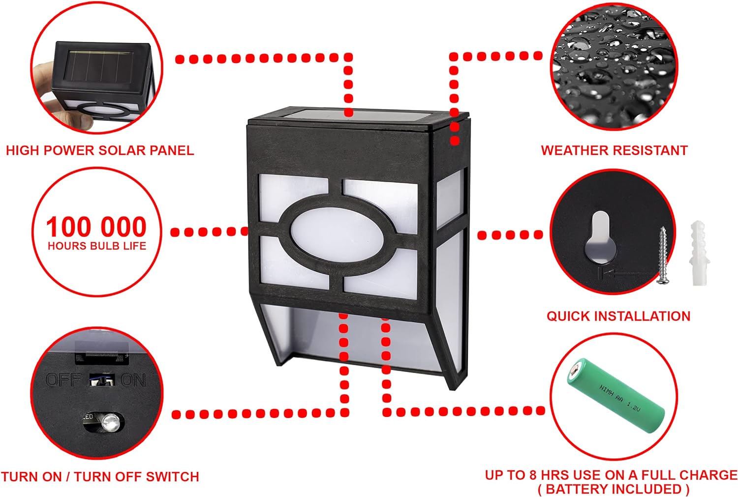 4 Pack Solar Fence Lights LED