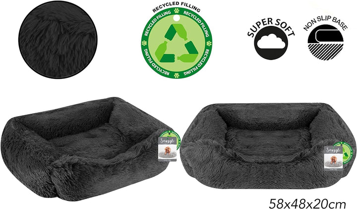 Large Super Soft Calming Dog Cat Bed - (58cm x 48cm x 20cm)