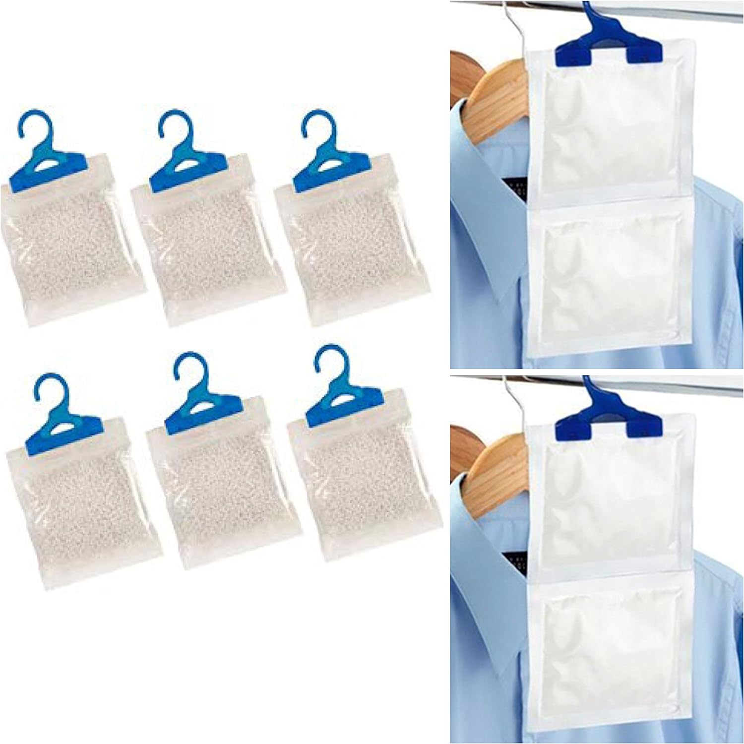 Set of 6 Interior Hanging Wardrobe Dehumidifier - Helps Stop Damp Mould Mildrew Condensation etc
