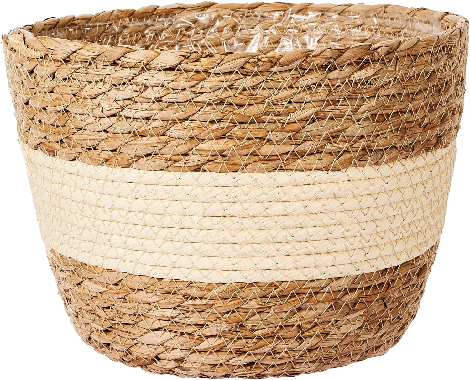 ADEPTNA 3pcs Wicker Plant Basket with Liner – 3 Sizes Seagrass Woven Natural Planter Baskets Home Decorative Plant Pot for Flowers Plants Trees Baskets for Indoor Outdoor Home Decoration
