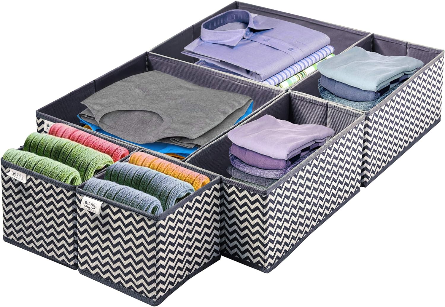 ADEPTNA STRONG SET OF 6 CANVAS STORAGE BASKETS BOXES -WARDROBE ORGANISER- DRAWER ORGANISER -SOCKS TIES- SMART STORAGE
