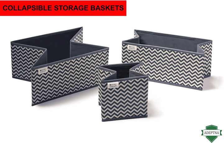 ADEPTNA STRONG SET OF 6 CANVAS STORAGE BASKETS BOXES -WARDROBE ORGANISER- DRAWER ORGANISER -SOCKS TIES- SMART STORAGE