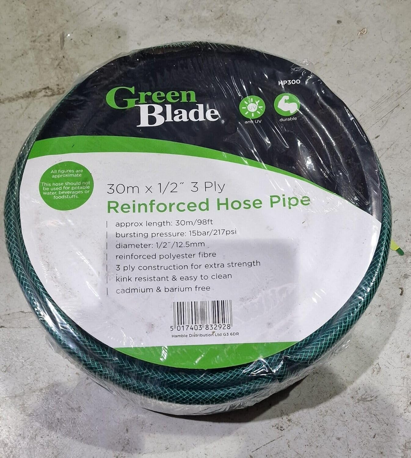 Garden Green Reinforced Hose Pipe 30M