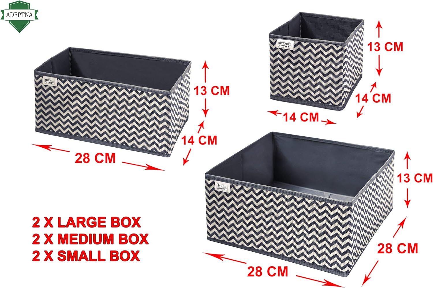 ADEPTNA STRONG SET OF 6 CANVAS STORAGE BASKETS BOXES -WARDROBE ORGANISER- DRAWER ORGANISER -SOCKS TIES- SMART STORAGE