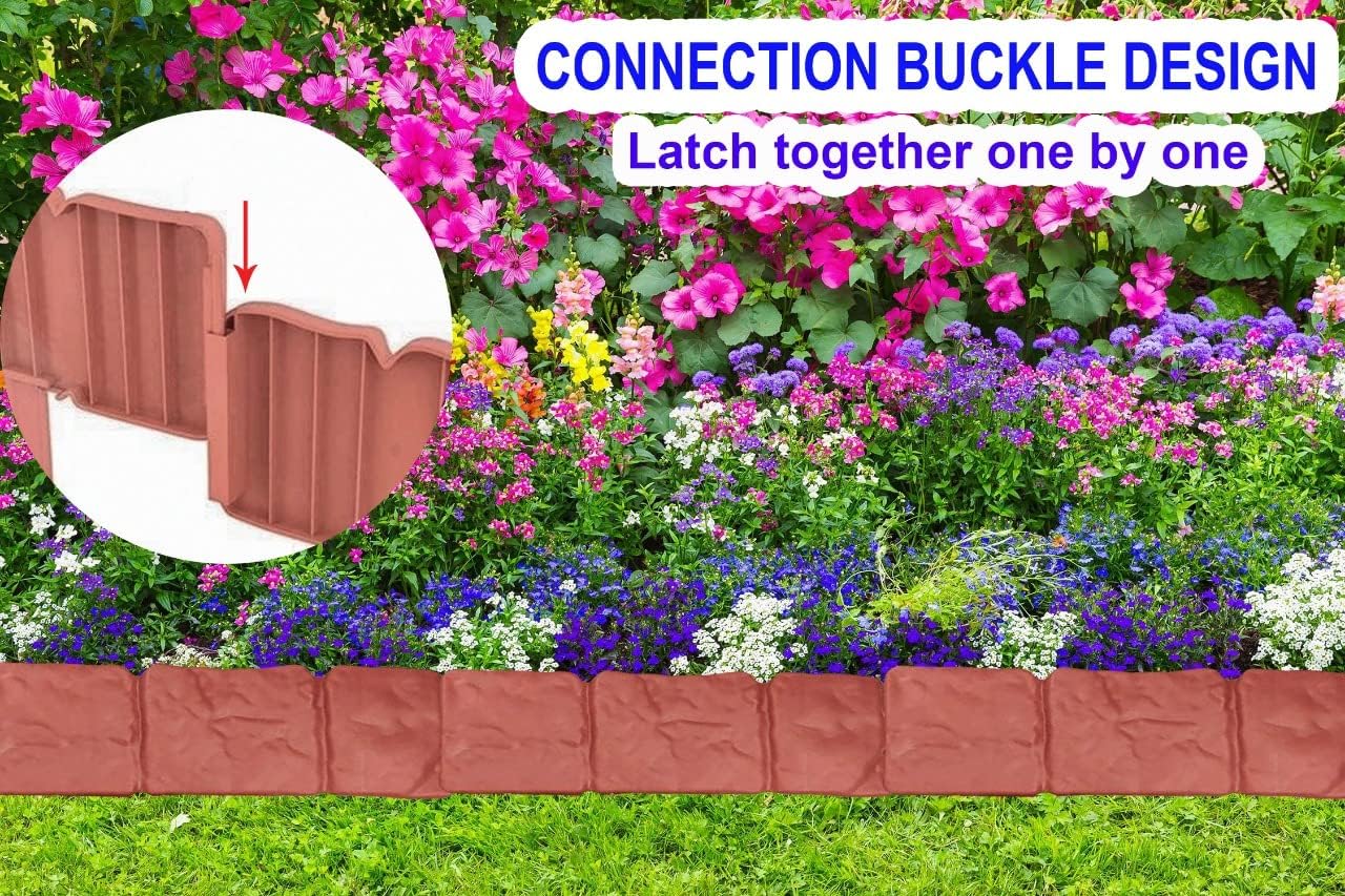20-Pack Interlocking Garden Edging, Cobbled Stone Effect