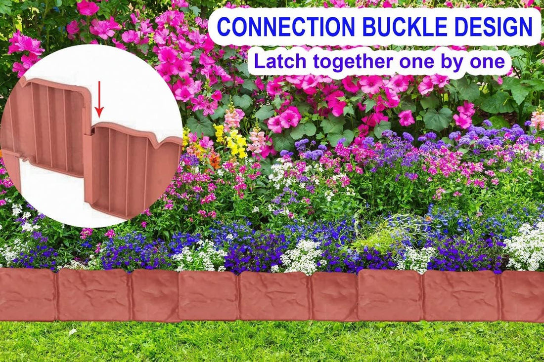 20-Pack Interlocking Garden Edging, Cobbled Stone Effect