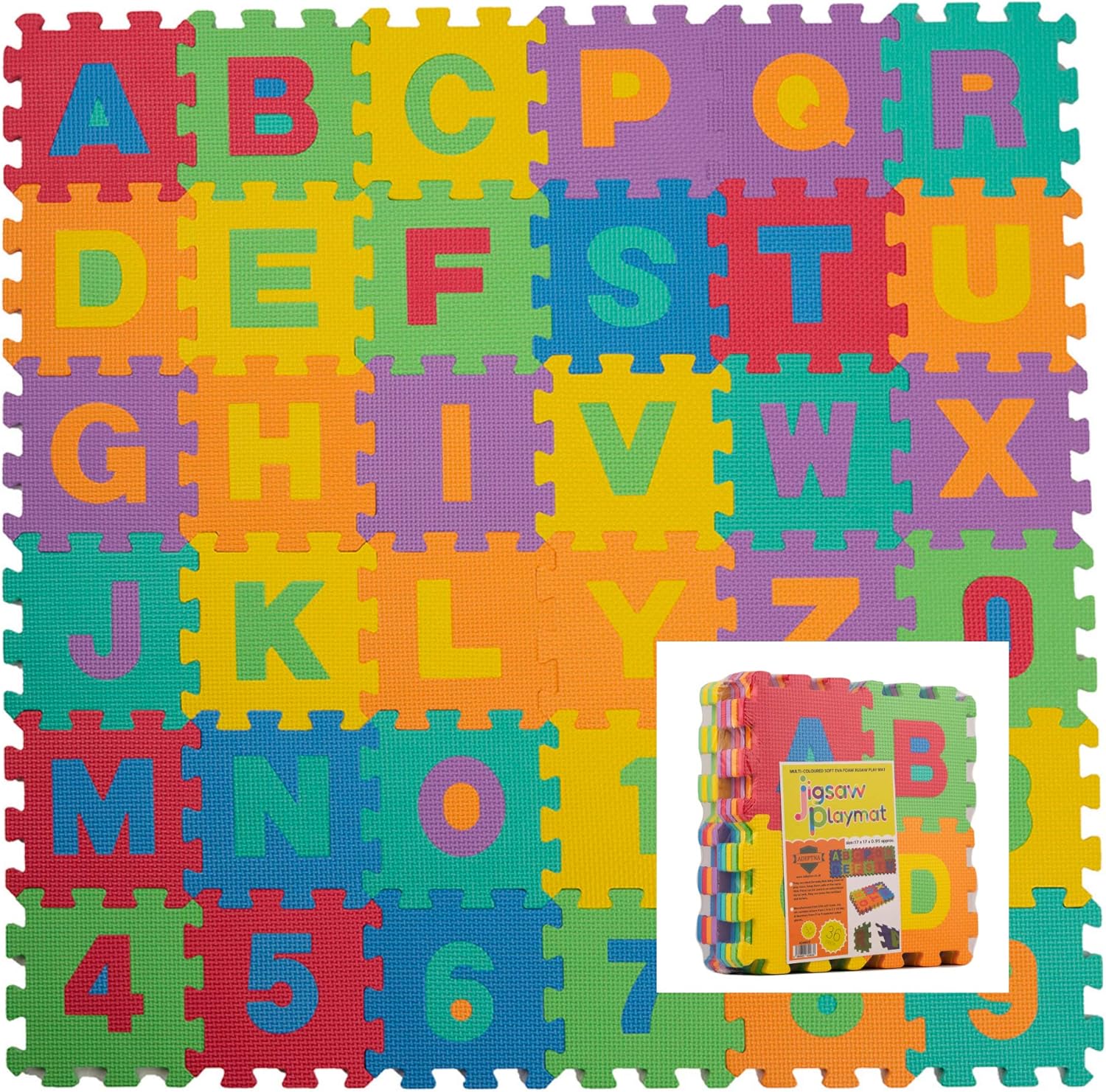 MULTI-COLOURED SOFT EVA FOAM JIGSAW PLAY MAT  36 PCS