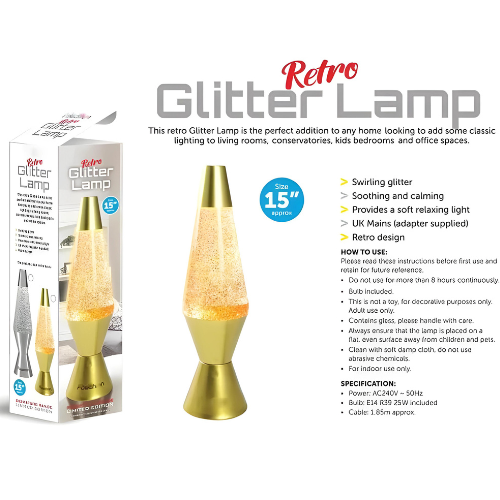 Premium Large Retro 15 inch Bullet Design Glitter Lamp –