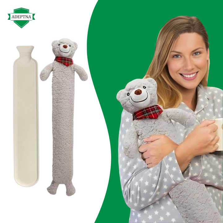 2L Extra Long Hot Water Bottle with Sherpa Animal Plush Cover