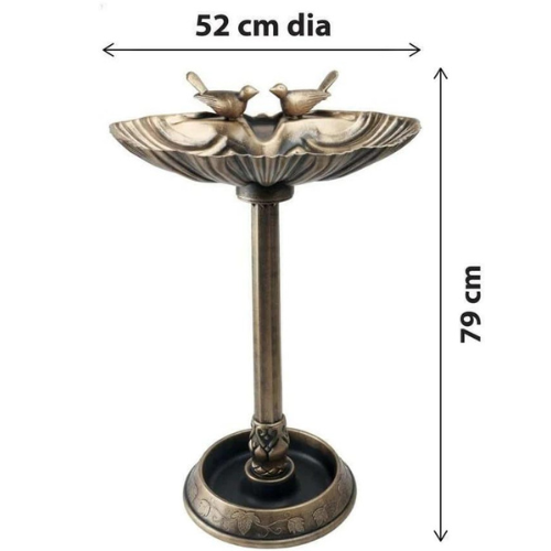 ADEPTNA Premium Traditional Weatherproof Large Bird Bath with Planter – Bronze Effect with bird figurines Garden Décor Ornament Freestanding Bird Feeder – Perfect for Patios Garden Deck