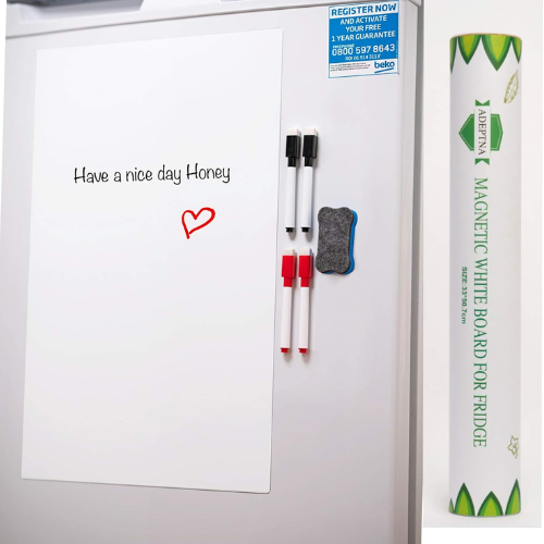 ADEPTNA Strong Magnetic White Board for Fridge Useful as Family Organiser or Doodle Board for the Children – Can be used widely in home office and school for memo meeting and teaching etc.