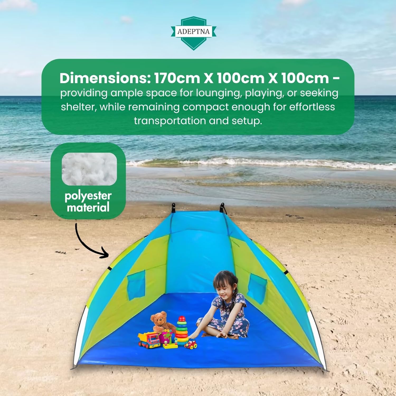 Portable Beach Shelter & Sun Tent - Camping, Beach, Festivals